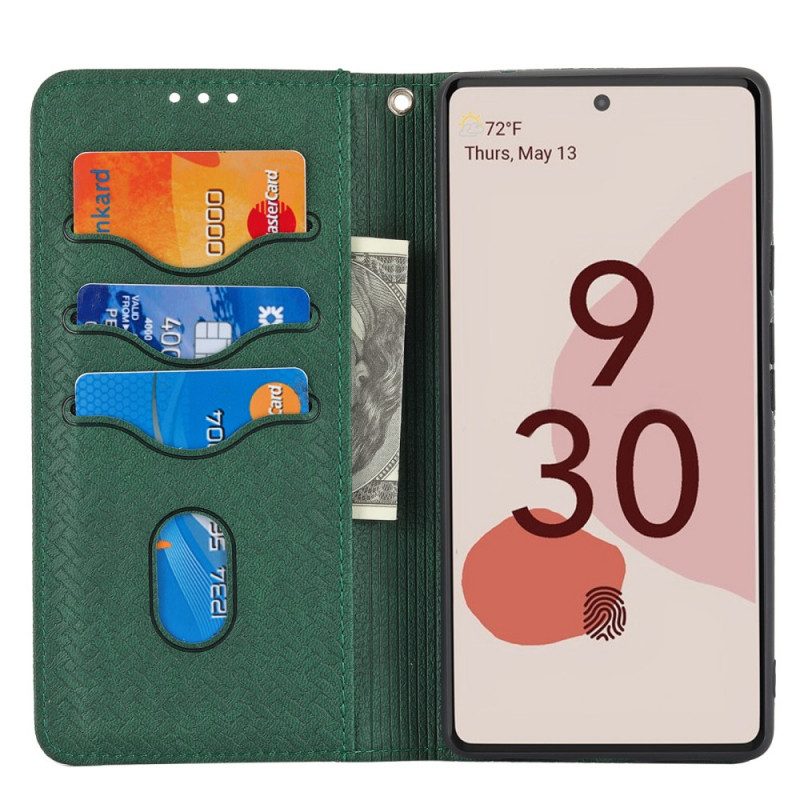 Custodia in pelle Google Pixel 6 Pro Stile In Pelle Intrecciata Con Cinturino