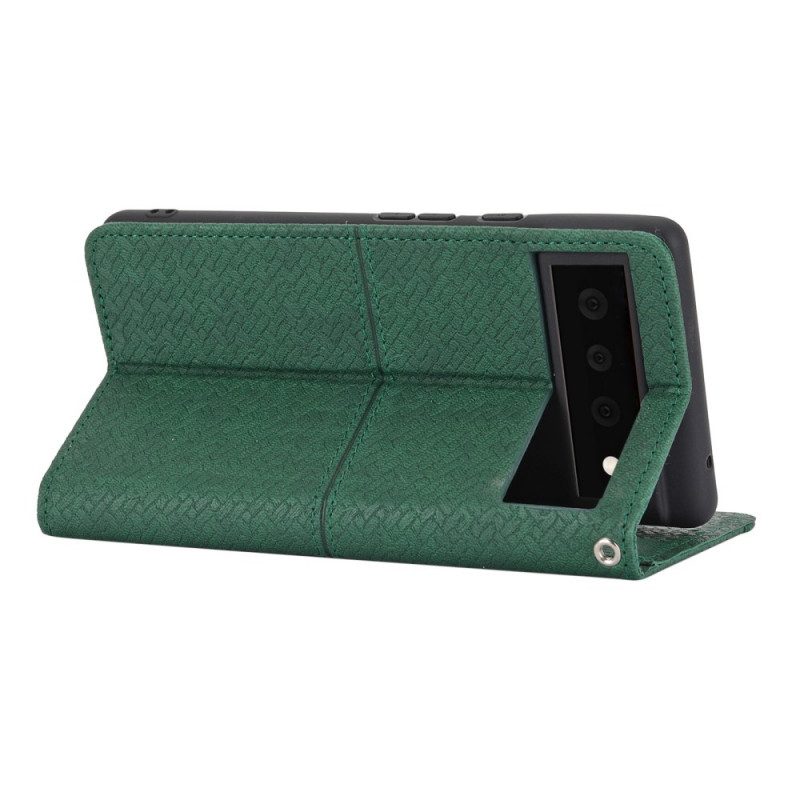 Custodia in pelle Google Pixel 6 Pro Stile In Pelle Intrecciata Con Cinturino