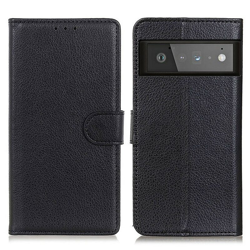 Custodia in pelle Google Pixel 6 Pro Tradizionalmente Litchi