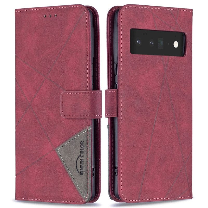 Custodia in pelle Google Pixel 6 Pro Triangoli Di Colore Binfen