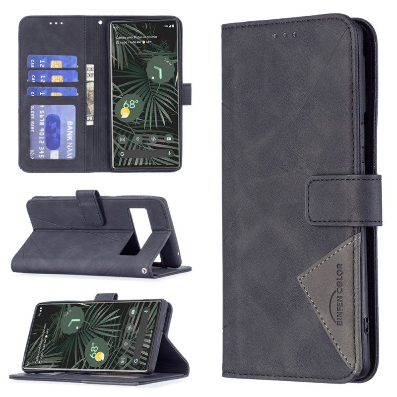 Custodia in pelle Google Pixel 6 Pro Triangoli Di Colore Binfen