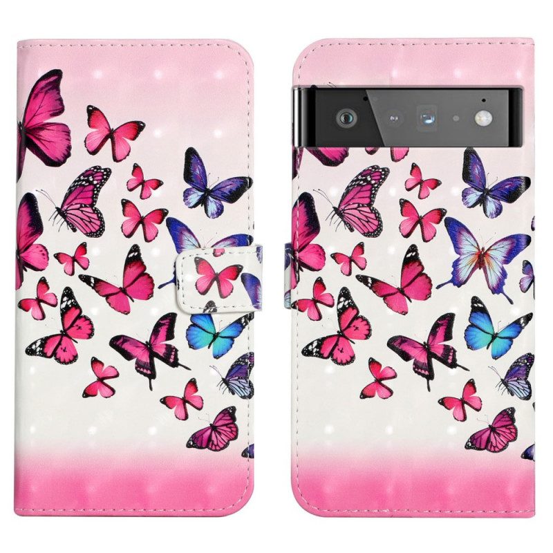 Custodia in pelle Google Pixel 6 Pro Volo Di Farfalle
