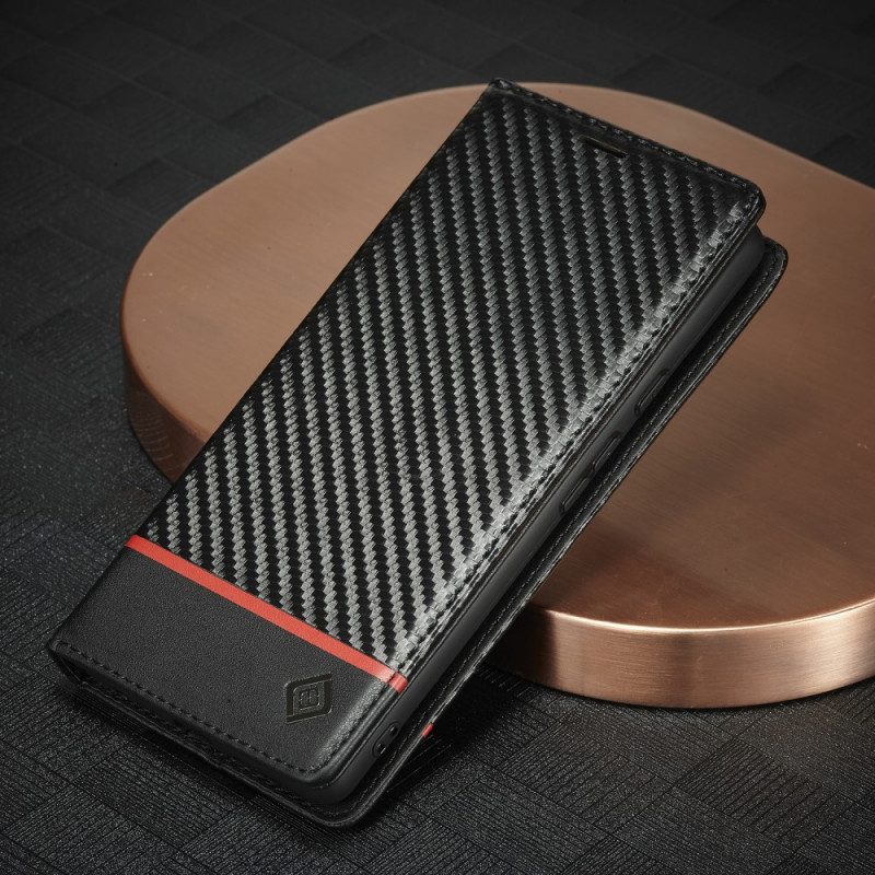 Folio Cover Google Pixel 6 Pro Custodia in pelle Fibra Di Carbonio Lc.imeeke