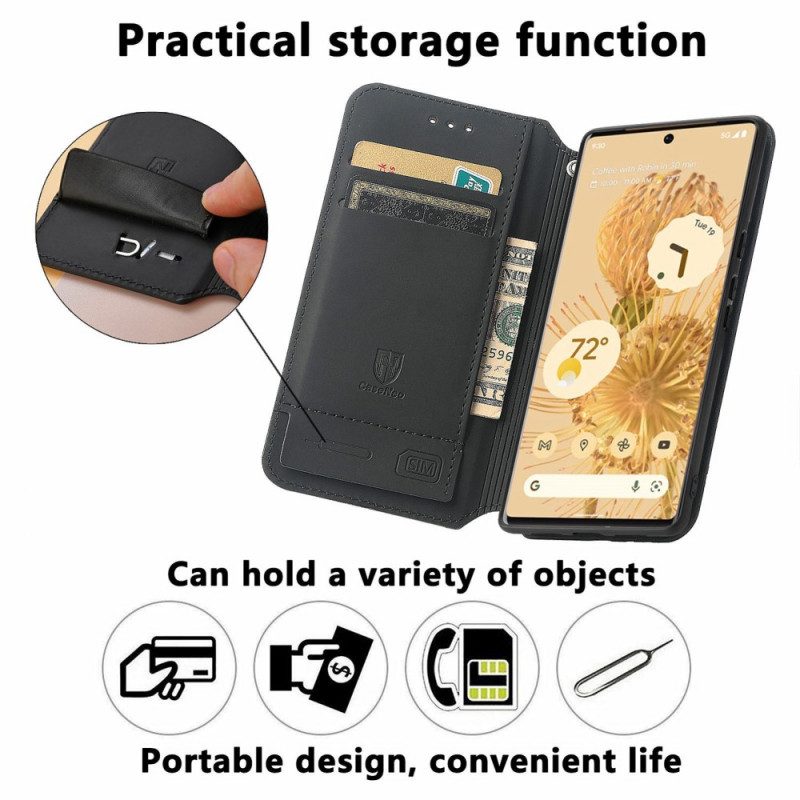 Folio Cover Google Pixel 6 Pro Custodia in pelle Progettazione Caseneo Rfid