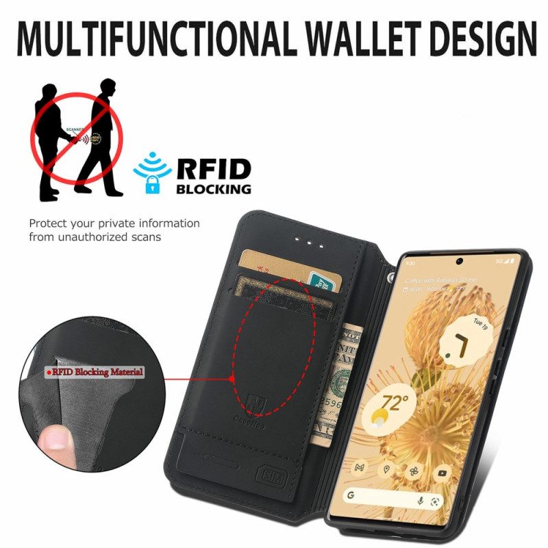 Folio Cover Google Pixel 6 Pro Custodia in pelle Progettazione Caseneo Rfid