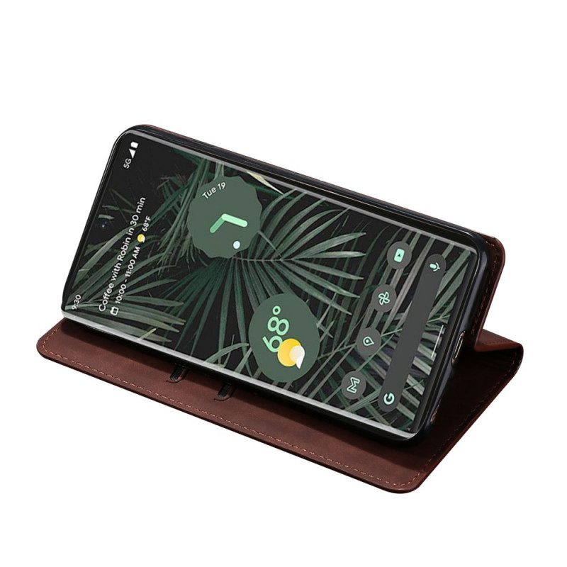 Folio Cover Google Pixel 6 Pro Custodia in pelle Tocco Di Pelle