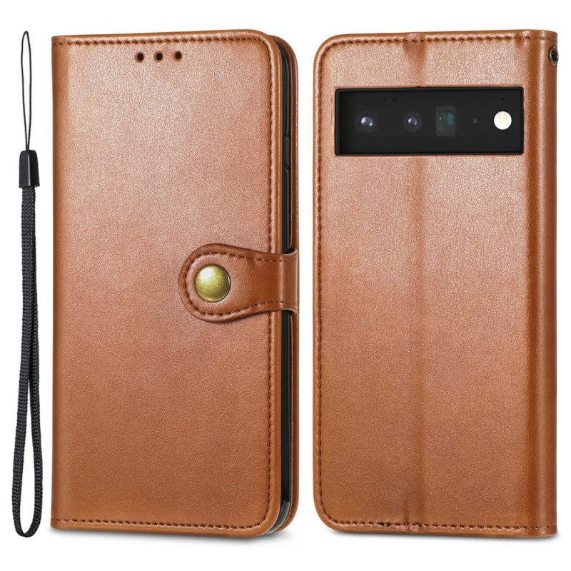 Folio Cover Google Pixel 6 Pro Ecopelle E Chiusura Vintage