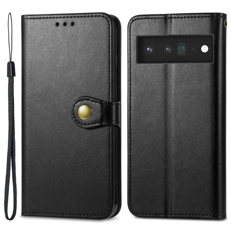 Folio Cover Google Pixel 6 Pro Ecopelle E Chiusura Vintage
