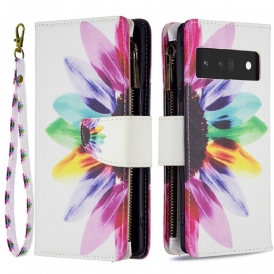 Folio Cover Google Pixel 6 Pro Tasca Con Zip A Fiore