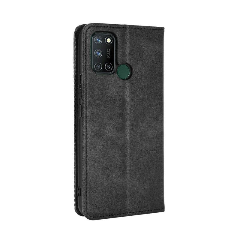 Folio Cover Realme 7i Custodia in pelle Effetto Pelle Vintage Stilizzato