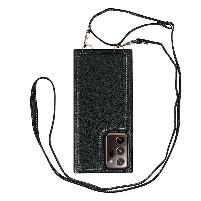 Cover Samsung Galaxy Note 20 Ultra Supporto Per Portacarte In Pelle Litchi