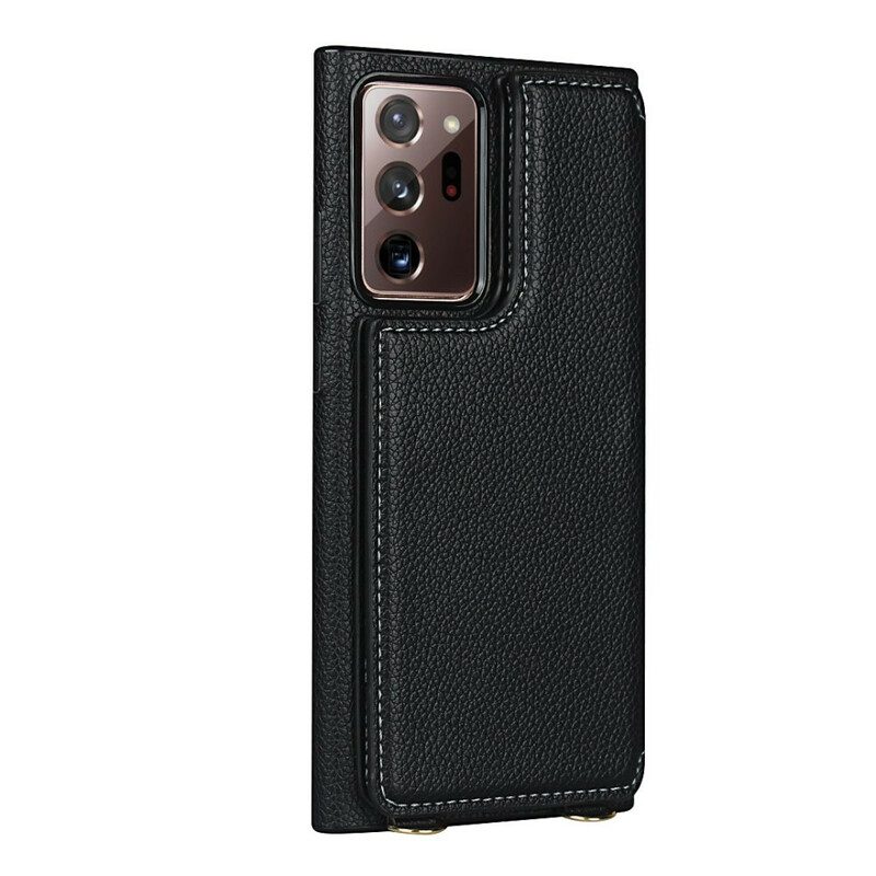 Cover Samsung Galaxy Note 20 Ultra Supporto Per Portacarte In Pelle Litchi