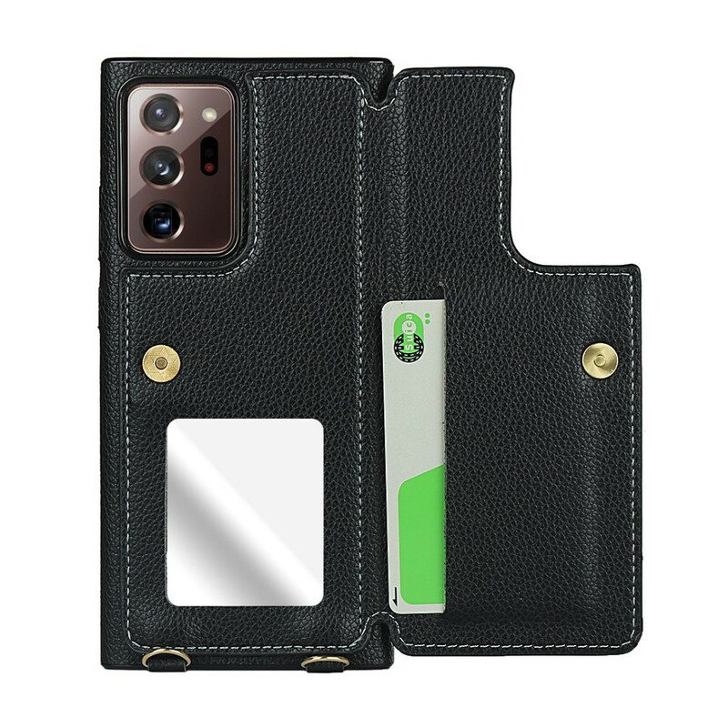 Cover Samsung Galaxy Note 20 Ultra Supporto Per Portacarte In Pelle Litchi