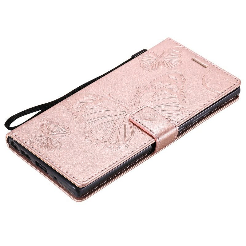 Custodia in pelle Samsung Galaxy Note 20 Ultra Farfalle Con Cinturino Gigante