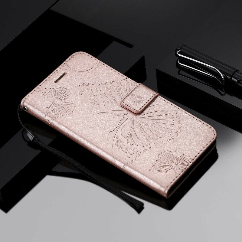 Custodia in pelle Samsung Galaxy Note 20 Ultra Farfalle Con Cinturino Gigante