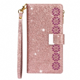 Custodia in pelle Samsung Galaxy Note 20 Ultra Portafoglio Portafoglio Con Zip In Paillettes