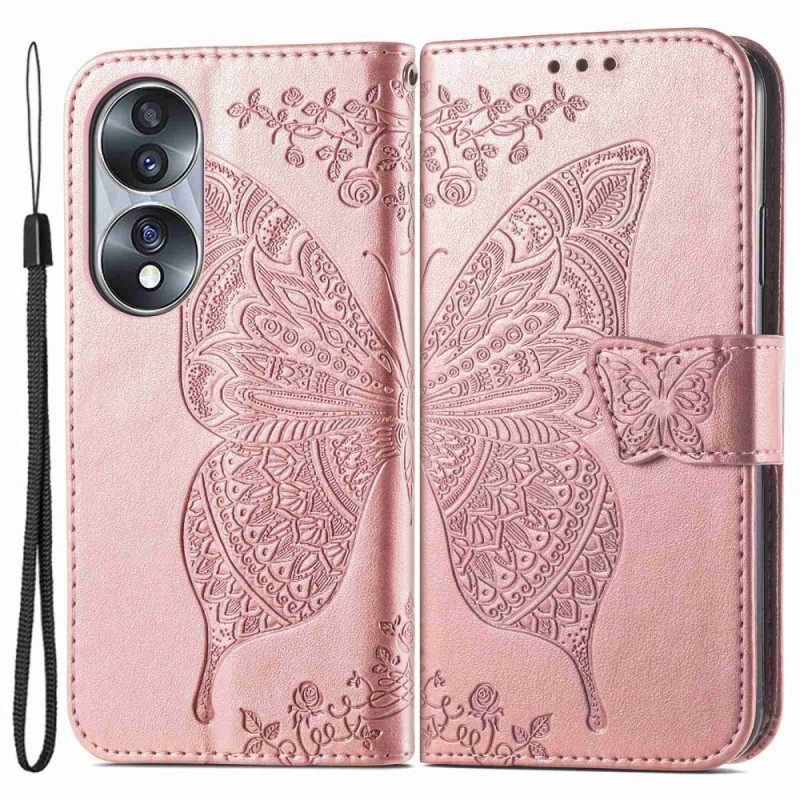 Custodia in pelle Honor 70 Farfalla Barocca