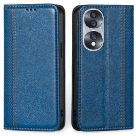 Folio Cover Honor 70 Custodia in pelle Cuciture In Pelle Litchi