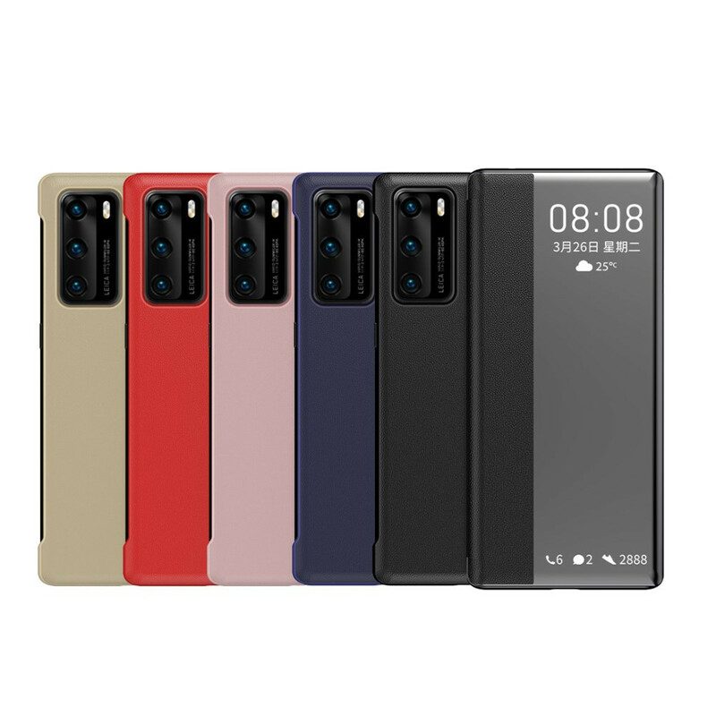 Custodia Huawei P40 Finestra In Ecopelle