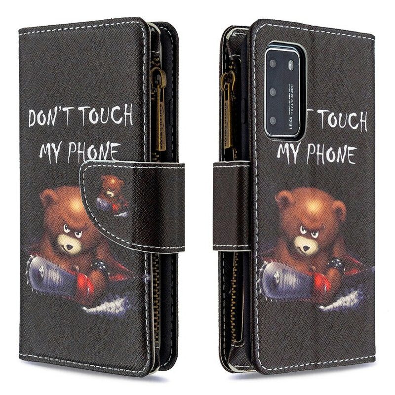Custodia in pelle Huawei P40 Orsetto Tascabile Con Cerniera
