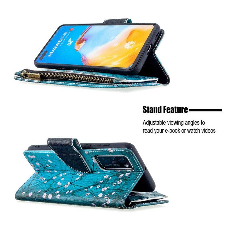 Custodia in pelle Huawei P40 Tasca Per Albero Con Cerniera