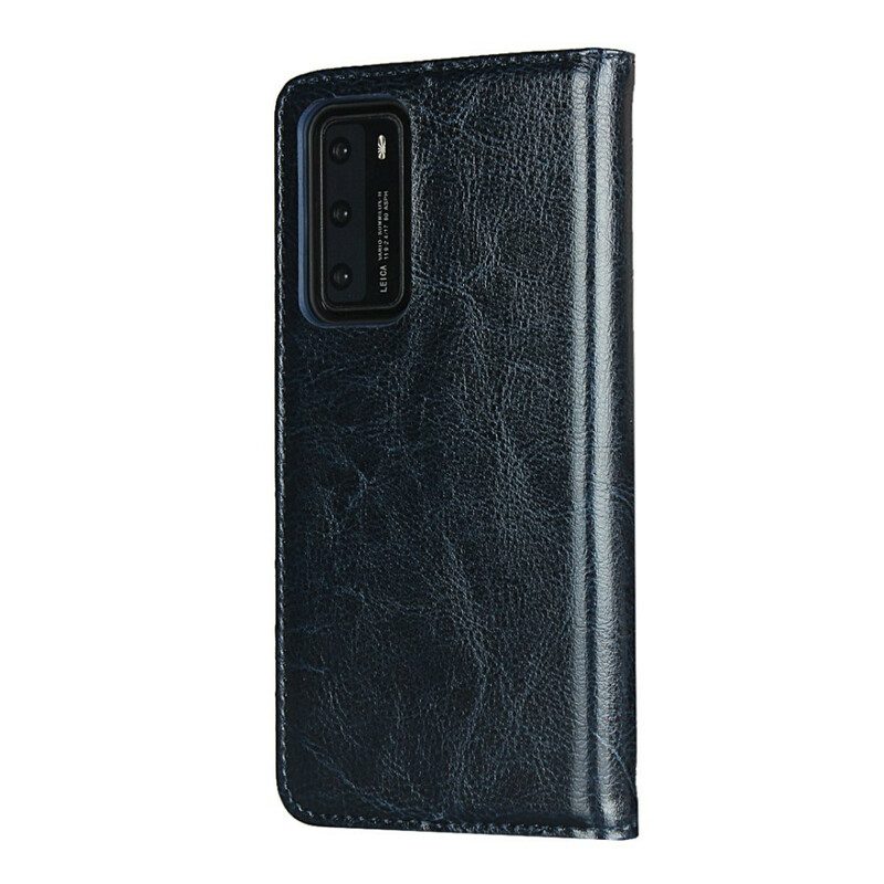 Folio Cover Huawei P40 Custodia in pelle Pelle Vera
