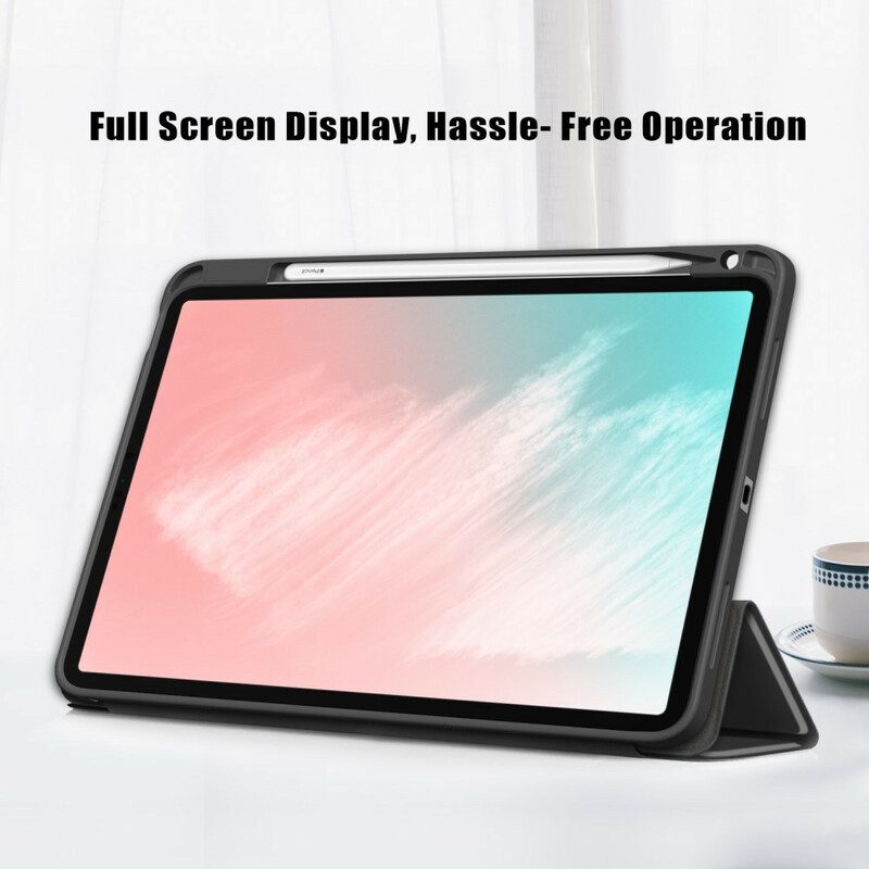 Custodia iPad Air (2022) (2020) Porta Stilo In Ecopelle Litchi
