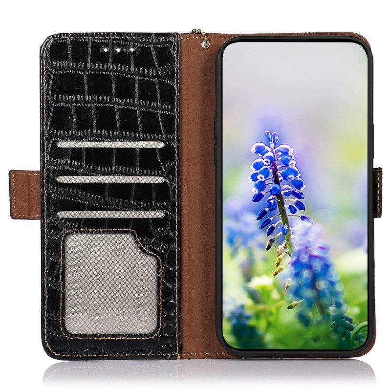 Custodia in pelle OnePlus Nord CE 3 Lite 5G Rfid Stile Coccodrillo