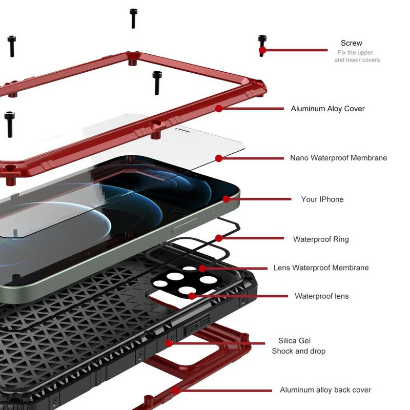 Cover iPhone 12 Pro Max Metallo Super Resistente Impermeabile