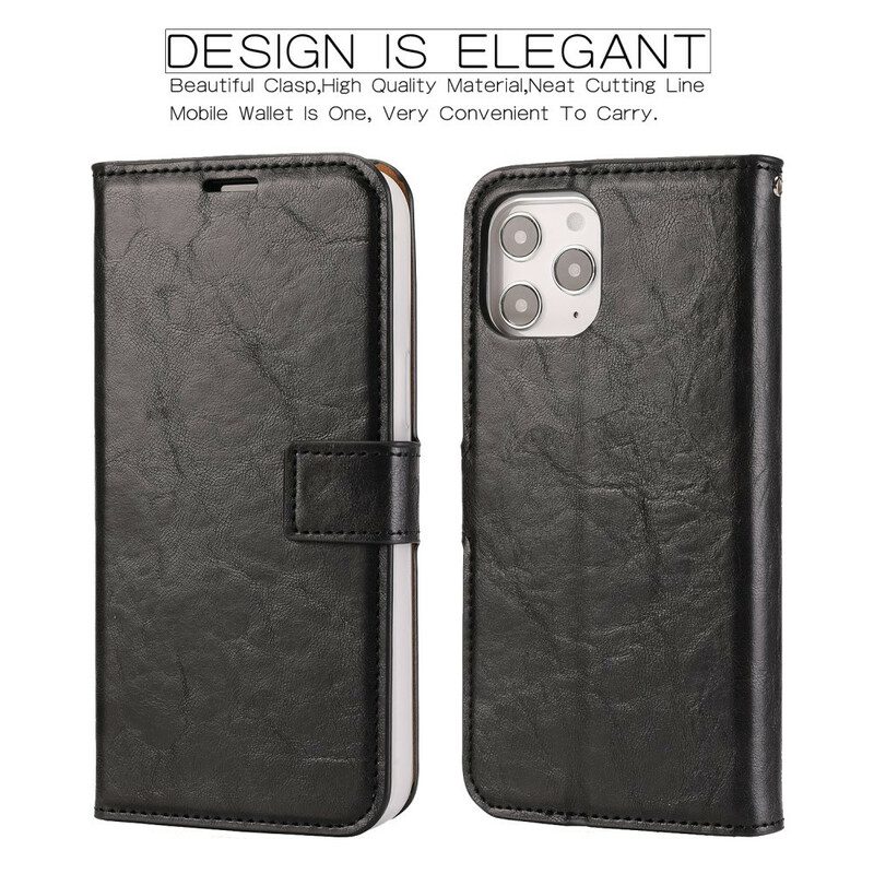 Cover iPhone 12 Pro Max Stile In Pelle Invecchiata Staccabile