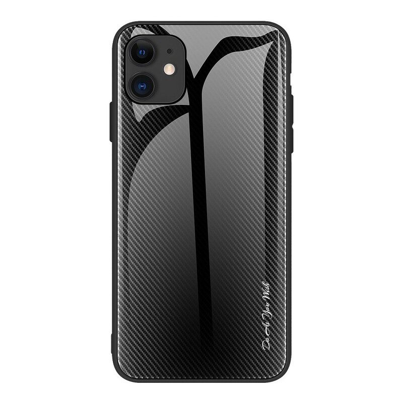 Cover iPhone 12 Pro Max Vetro Temperato Classico In Fibra Di Carbonio