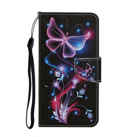 Custodia A Portafoglio iPhone 12 Pro Max Farfalle E Cordino