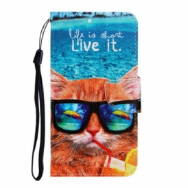 Custodia in pelle iPhone 12 Pro Max Cat Live It Strappy