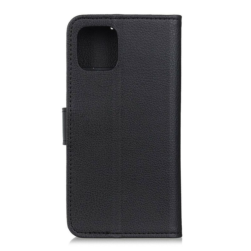 Custodia in pelle iPhone 12 Pro Max Cuciture Retrò Litchi In Ecopelle