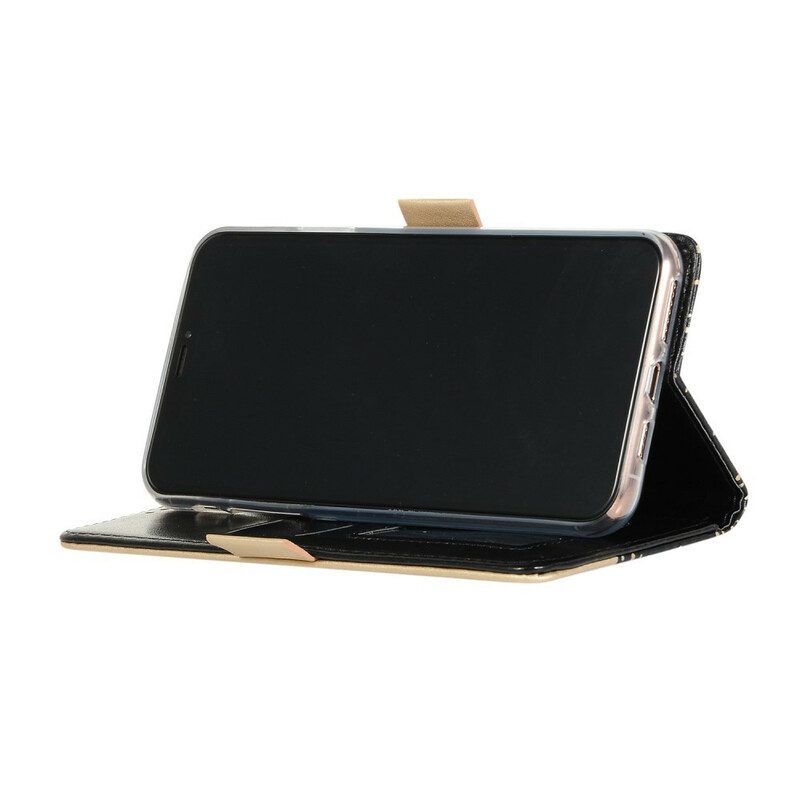 Custodia in pelle iPhone 12 Pro Max Portamonete Con Cinturino In Pizzo