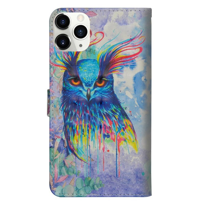 Custodia in pelle iPhone 12 Pro Max Uccello Dell'acquerello