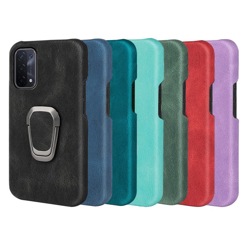 Cover Oppo A54 5G / A74 5G Porta Anelli Effetto Pelle