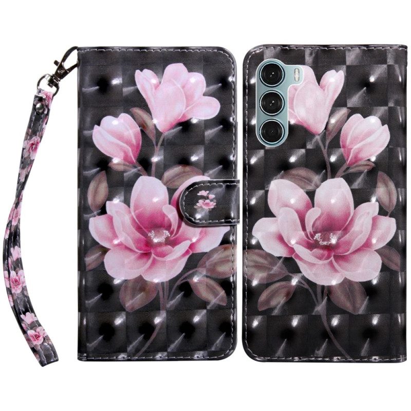 Custodia A Portafoglio Oppo A54 5G / A74 5G Fiori Con Cordino