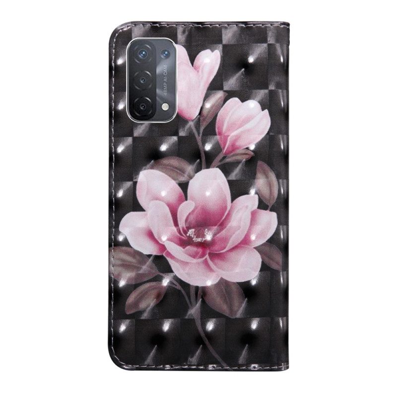 Custodia A Portafoglio Oppo A54 5G / A74 5G Fiori Con Cordino