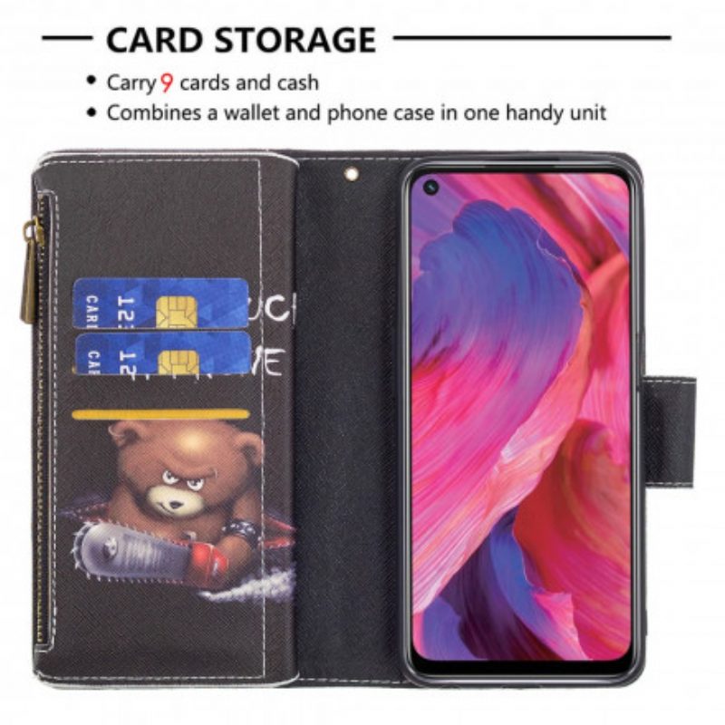 Custodia A Portafoglio Oppo A54 5G / A74 5G Orsetto Tascabile Con Cerniera