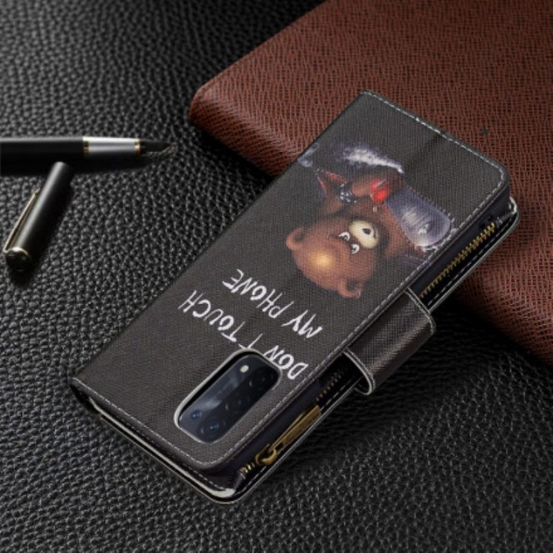 Custodia A Portafoglio Oppo A54 5G / A74 5G Orsetto Tascabile Con Cerniera