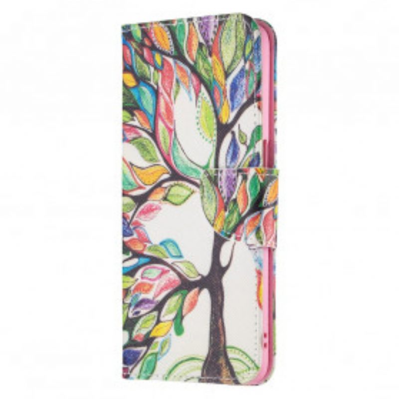 Custodia in pelle Oppo A54 5G / A74 5G Albero Colorato