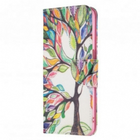 Custodia in pelle Oppo A54 5G / A74 5G Albero Colorato