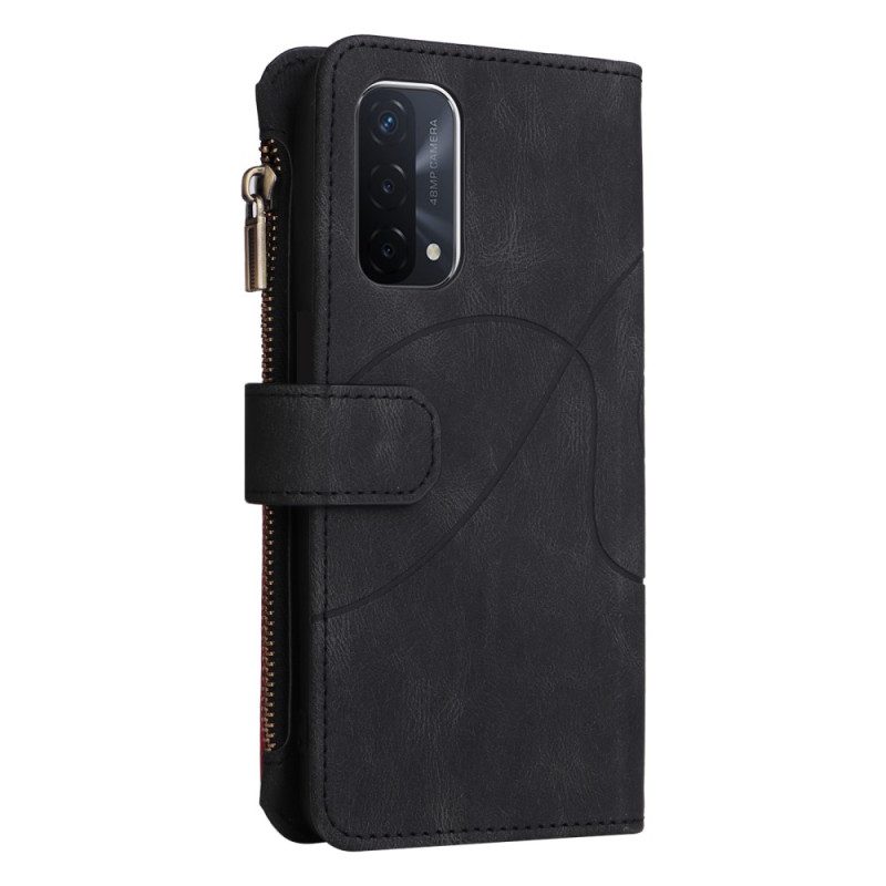 Custodia in pelle Oppo A54 5G / A74 5G Bicolore Con Portamonete