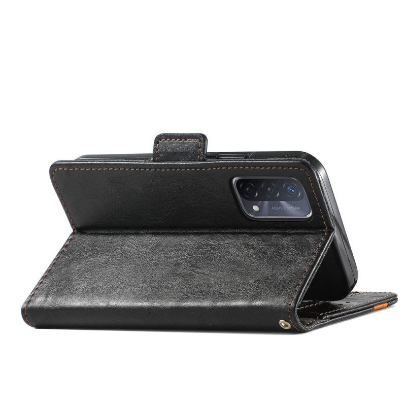 Custodia in pelle Oppo A54 5G / A74 5G Doppia Chiusura Bicolore