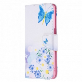 Custodia in pelle Oppo A54 5G / A74 5G Farfalle E Fiori Dipinti