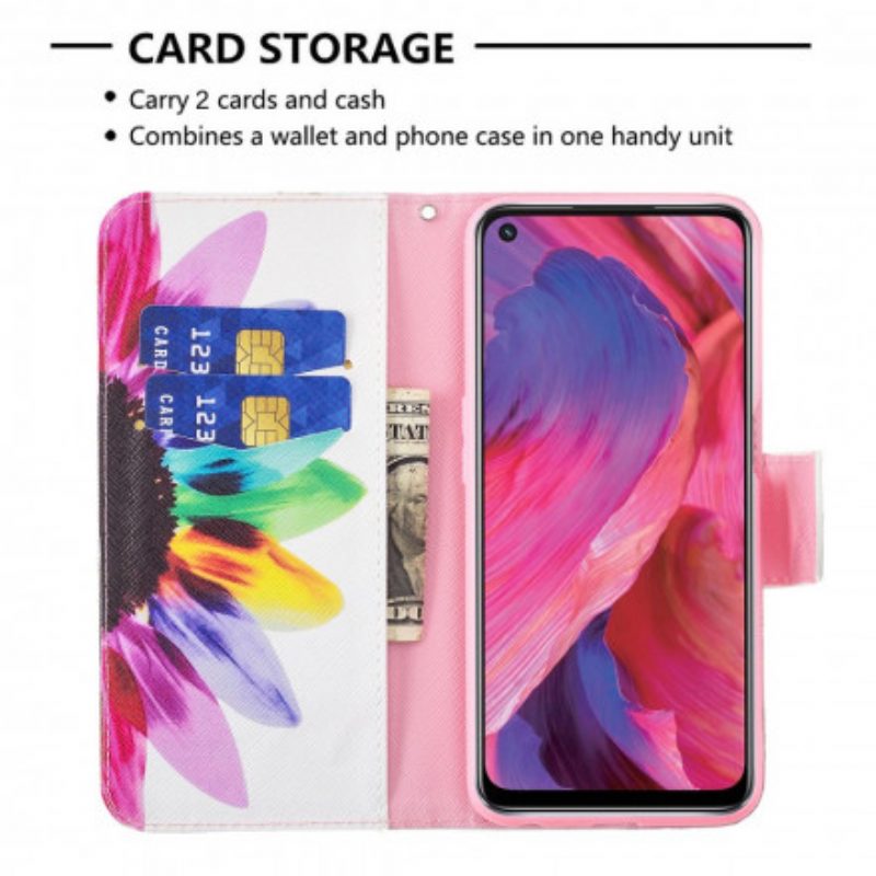Custodia in pelle Oppo A54 5G / A74 5G Fiore Dell'acquerello