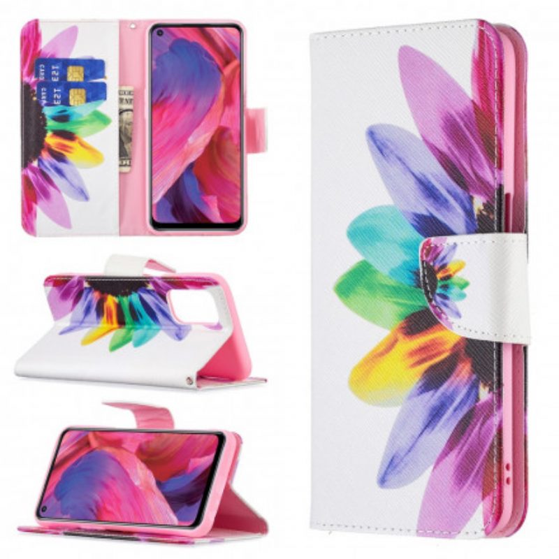 Custodia in pelle Oppo A54 5G / A74 5G Fiore Dell'acquerello