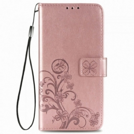 Custodia in pelle Oppo A54 5G / A74 5G Quadrifoglio