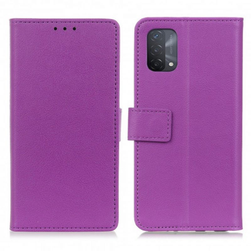 Custodia in pelle Oppo A54 5G / A74 5G Semplice Effetto Pelle Lucida